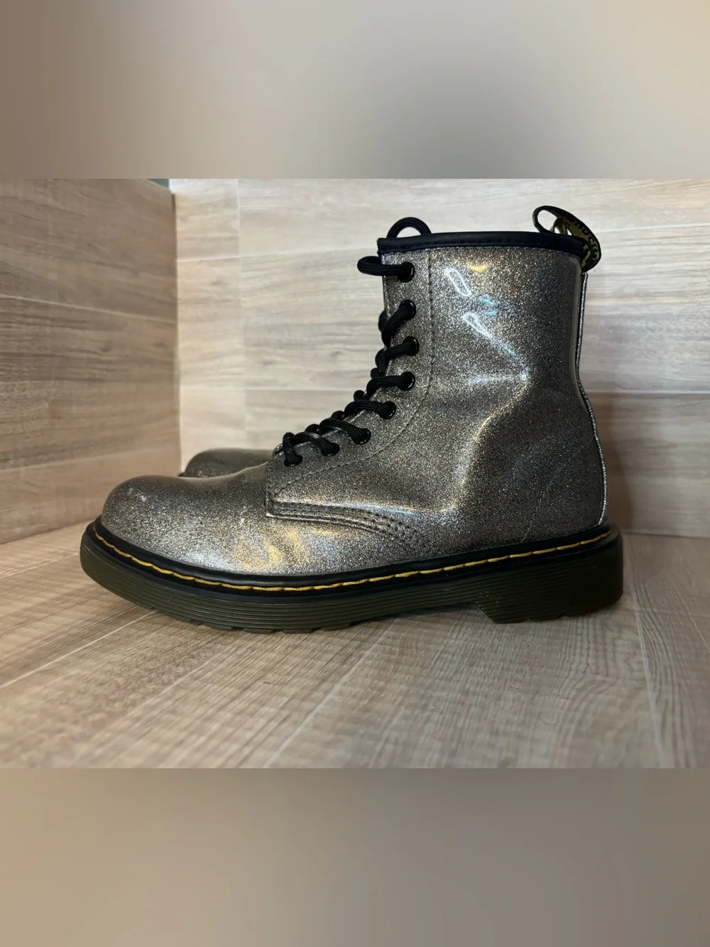 Dr. Martens Air Wair #1460 Glitter J Zip Combat Boots Kids Girl’s